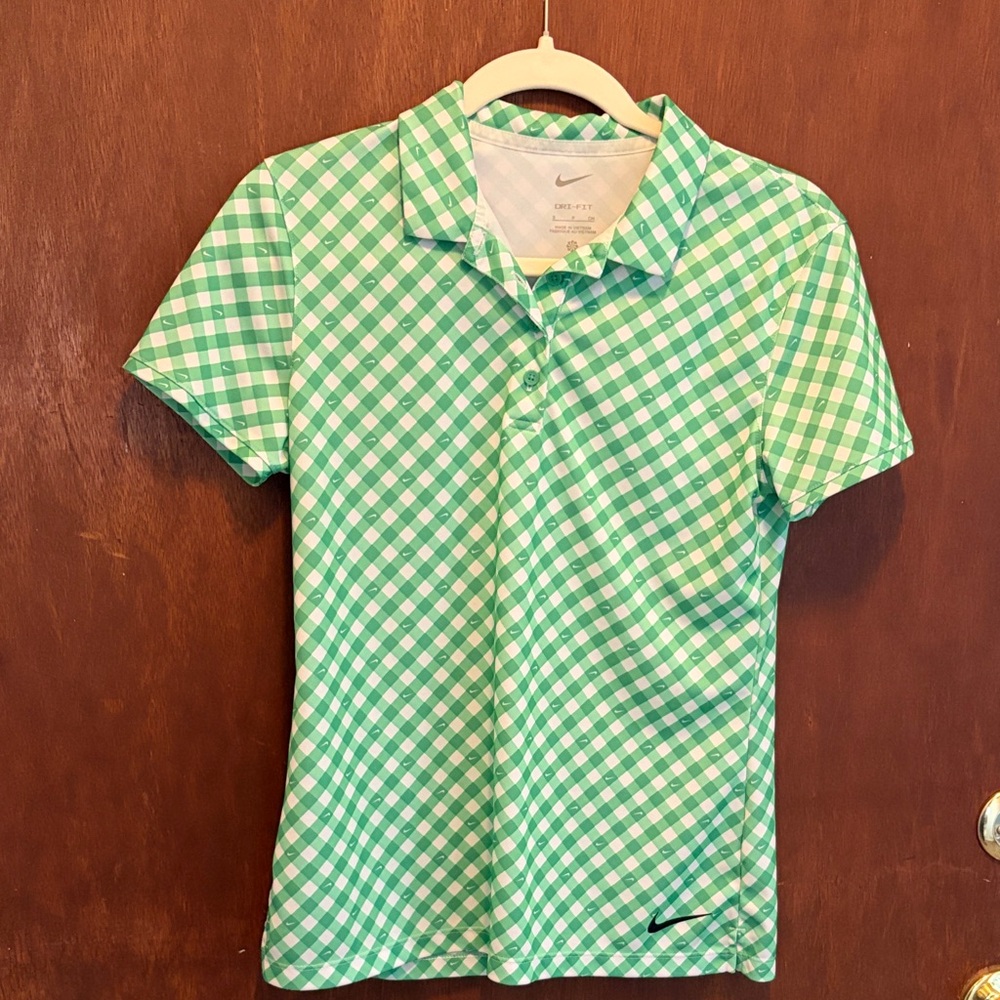 Nike Mint Green Checkered Polo